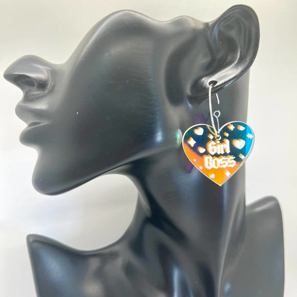 Girl Boss Earrings - Boss Babe Earrings- Girl Power Earrings- Female Power - Picture 10 of 10
